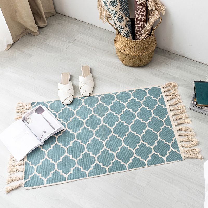 Boho Chic Schlafzimmer Teppich Mehrfarbig geometrische Muster Teppich Baumwollmaschin