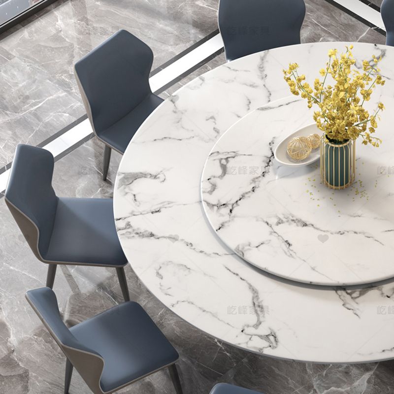 Marble Dining Table Set 1/4/5/7/11 Pcs Rectangle Table with Wingback Chairs