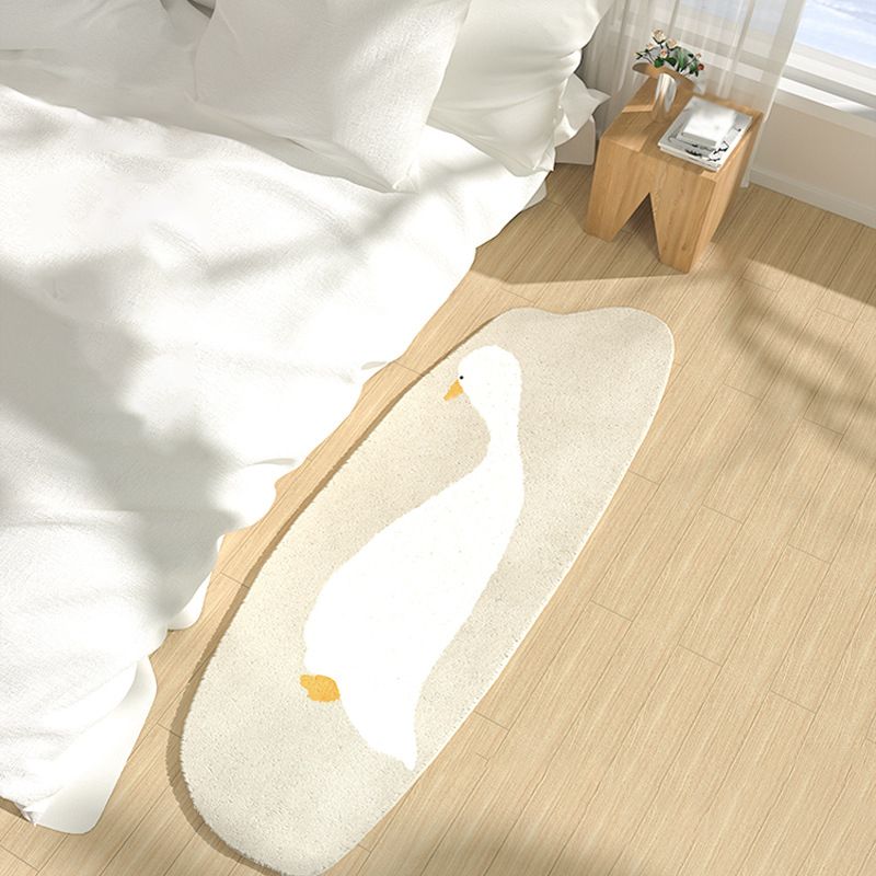 Apricot Simple Rug Polyester Duck Indoor Rug Non-Slip Backing Rug for Sitting Room