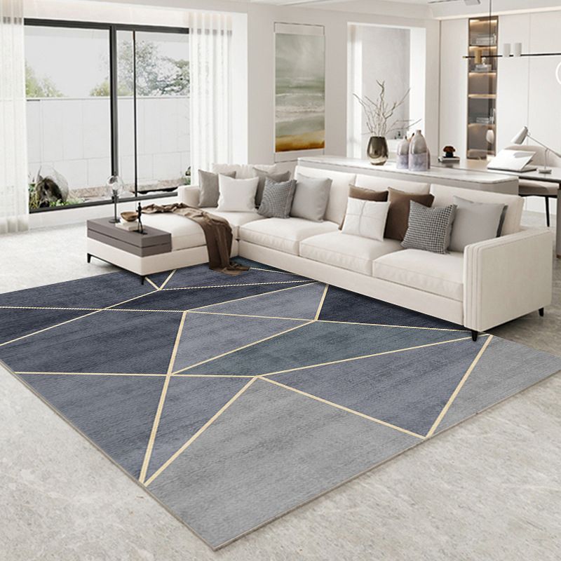Dark Gray Modern Rug Polyester Moon Indoor Rug Non-Slip Backing Rug for Living Room