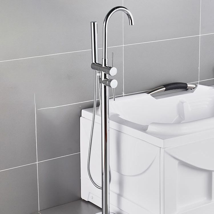 Floor Mounted Freestanding Tub Filler Single Handle Metal Freestanding Faucet