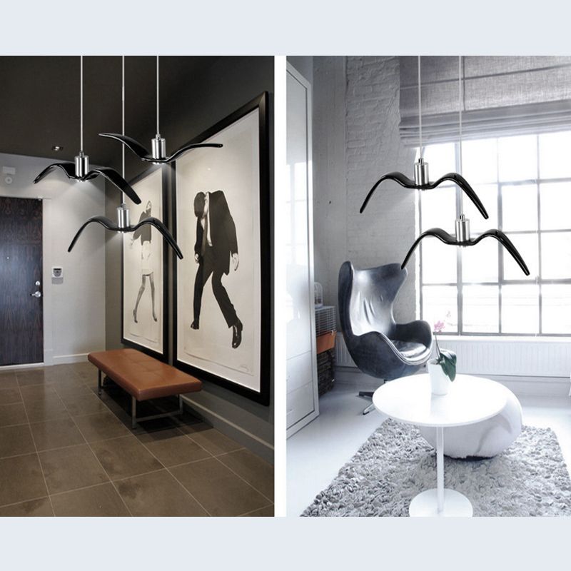 Nordic Artistic Seagull Pendant lampe à manger résine LED Hanging Light Kit