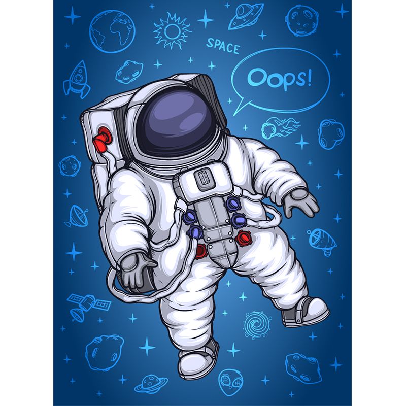 Kids Astronaut Wallpaper Mural Dark Color Boys Bedroom Wall Art, Made to Measure