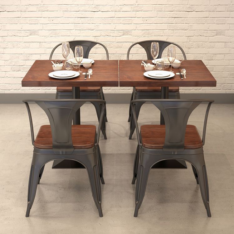 Industrial Dining Room Table Solid Wood Table with Black Base for Dining Room