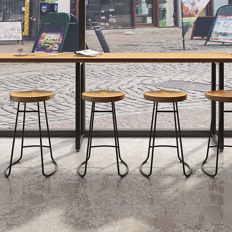 Contemporary Solid Wood Counter Stool Saddle Seat Bar Stool for Indoor