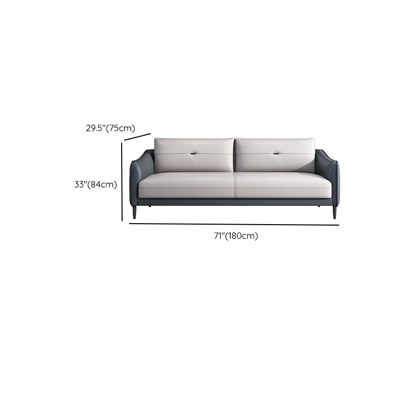 Gray Leather Sofa with Four Legs Loose Back Nordic Style Seating