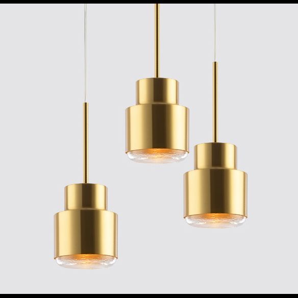 Metalen cilinderhangende verlichtingsarmatuur eenvoudige stijl hanglamp lichtbarmsel in goud