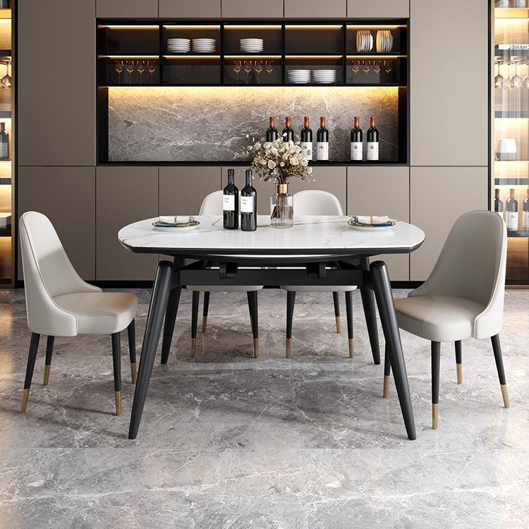 Sintered Stone Top Extendable Round Table for Restaurant Modern Dining Table with 4 Legs