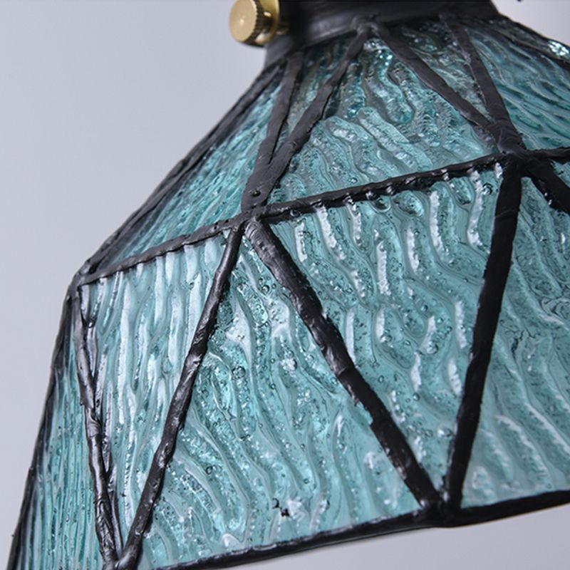 Bedroom Hanging Ceiling Light Tiffany Pendant Ceiling Light with Conical Stained Art Glass