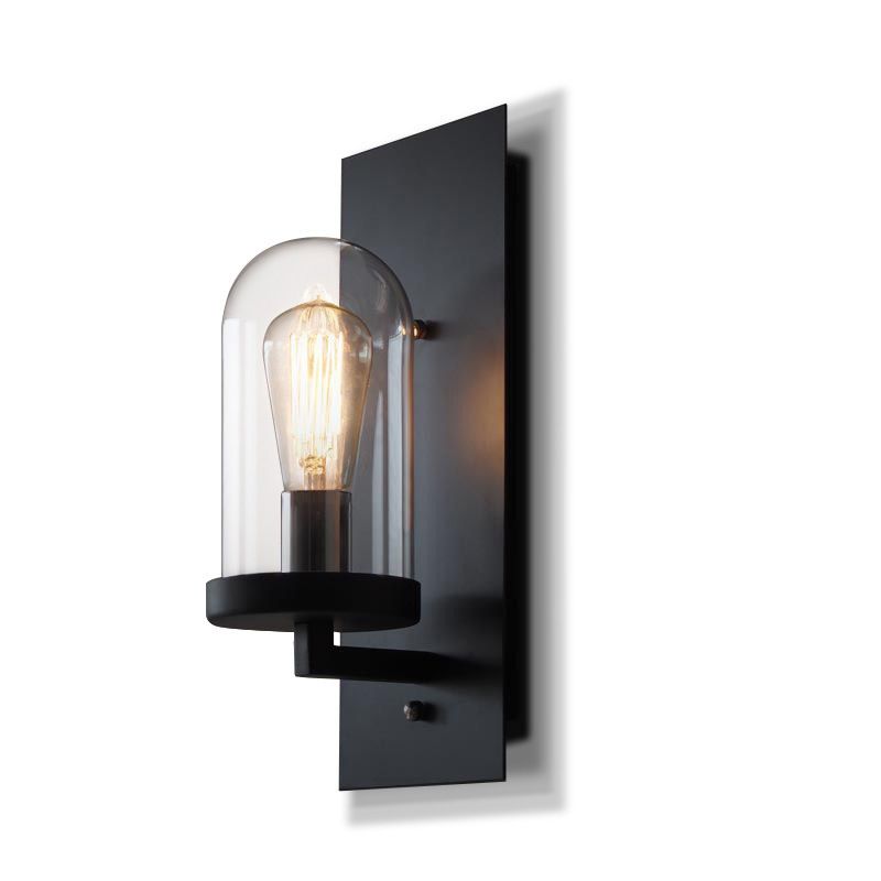 Glass Black Wall Lighting Fixture Shaded Industrial-Style Wall Light Fixture for Aisle