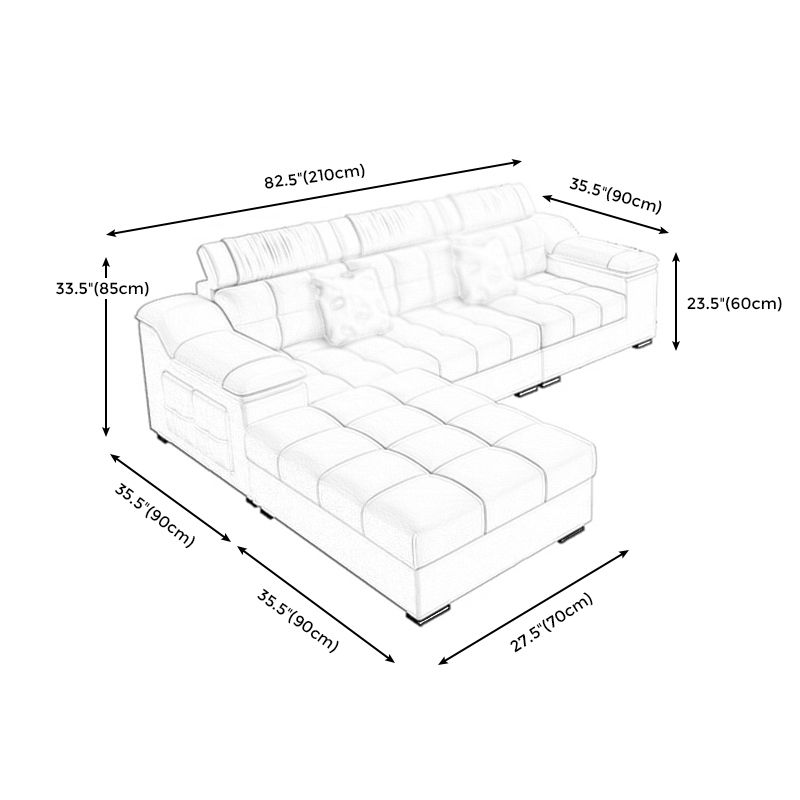 Contemporary Sofa Grey High Back Sloped Arms Sofa/Sectional for Living Room