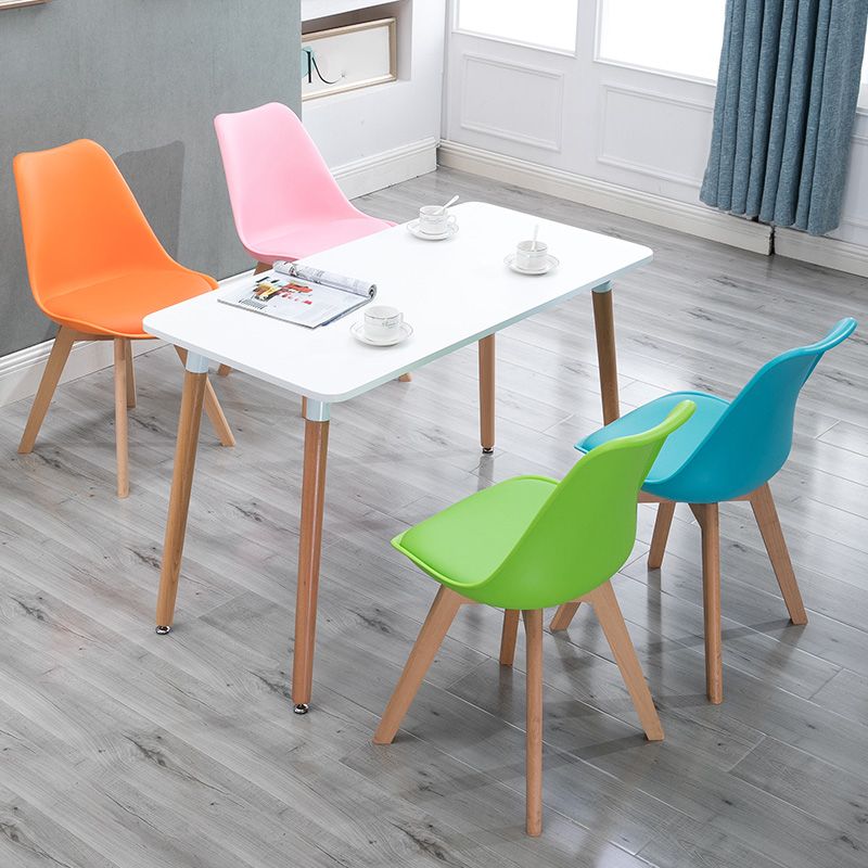 Scandinavian Restaurant Upholstered Side Chair Matte Finish Parsons Dining Chair