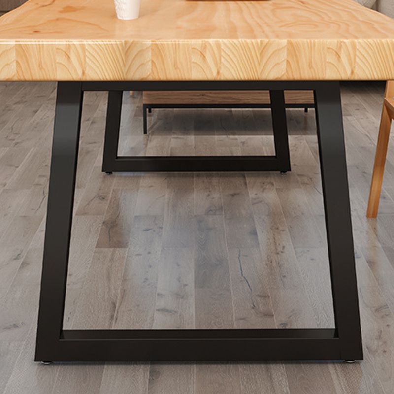 Solid Wood Top Dining Table Industrial Rectangle Table with Sled Base