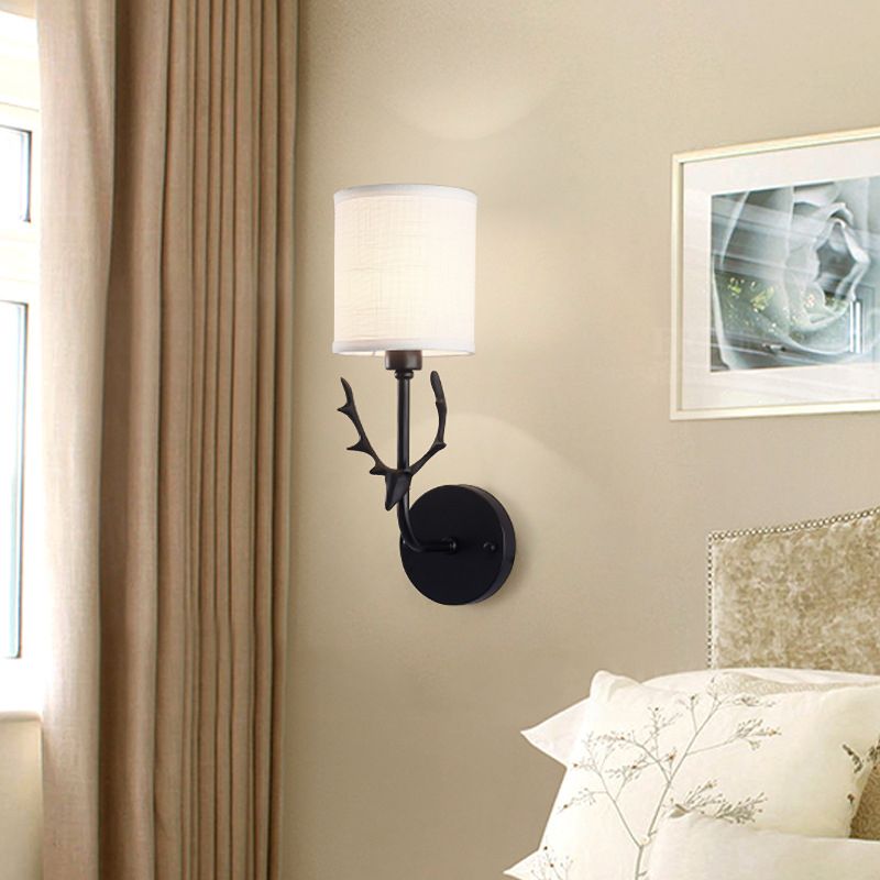 Cilindro de tela Luz de montaje de pared Minimalismo de la sala de estar 1 luces Iluminación de pared con acento de ciervos
