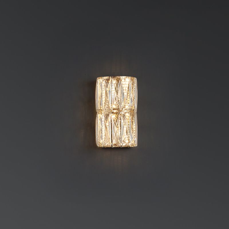 Cylinder Shade Wall Lamp Modern Style Crystal Shape Wall Mounted Lighting for Bedroom