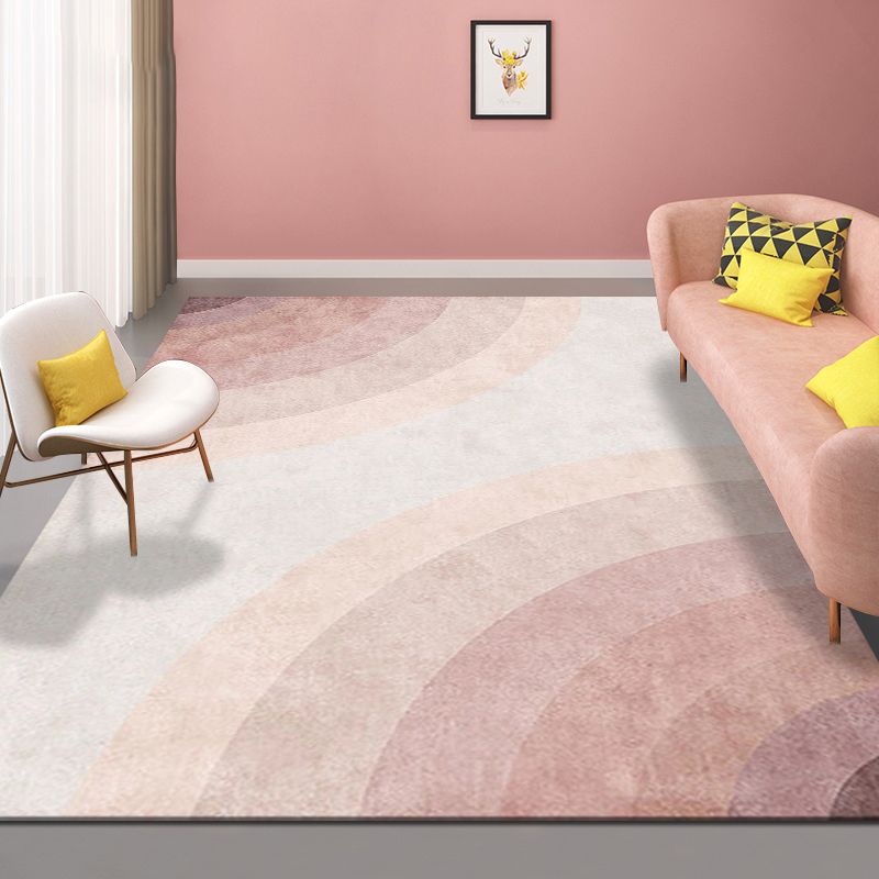 Light Pink Nordic Rug Polyester Color Piece Rug Washable Rug for Living Room