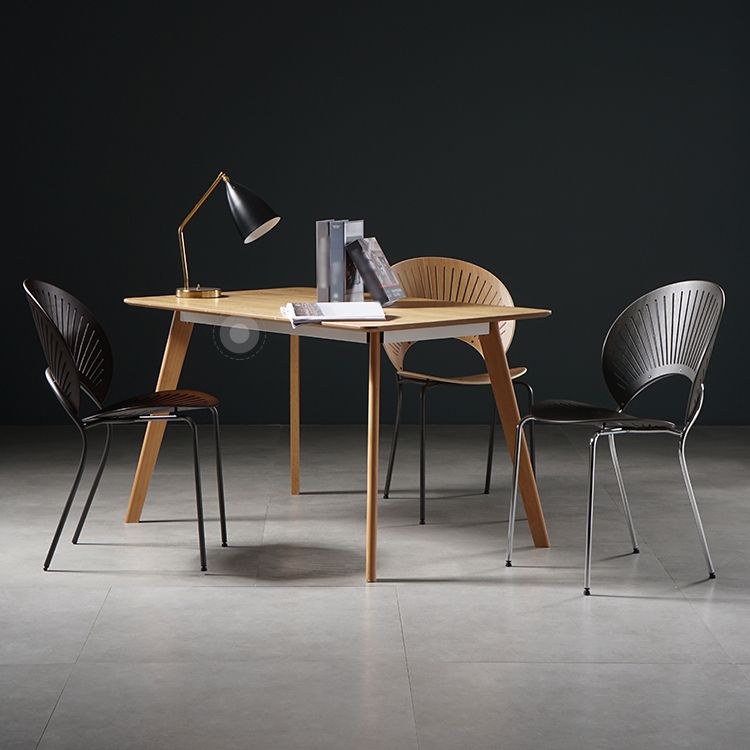 Silla de comedor de metal contemporáneo para uso doméstico Silla lateral de comedor con respaldo abierto