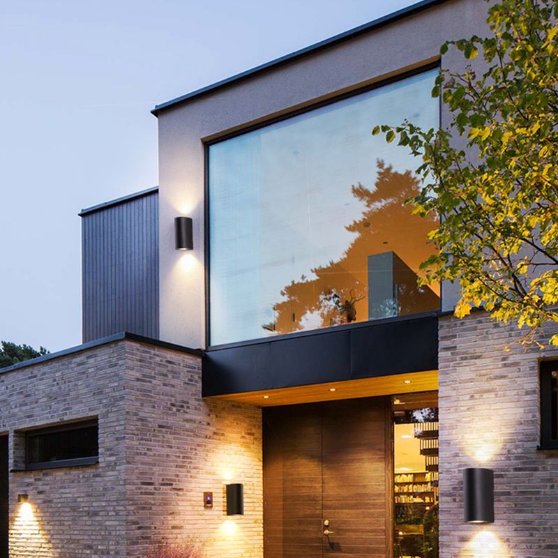 Contemporary Aluminum Wall Light Geometric Wall Washer in Black for Outdoors