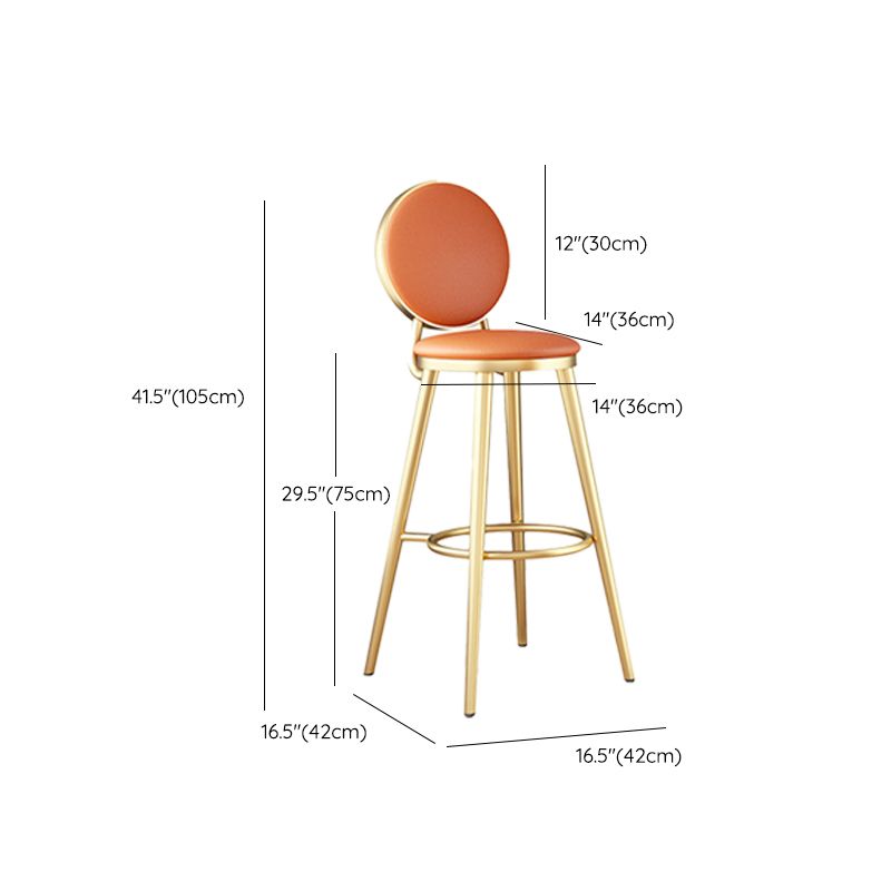 Leather Bar Stool Backrest Counter Stool for Bristol with Gold Frame