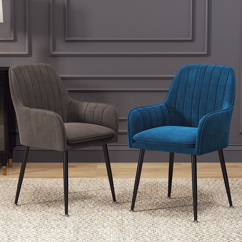 Fauteuil de salle à manger rembourré avec pieds en métal (Ensemble de 2)