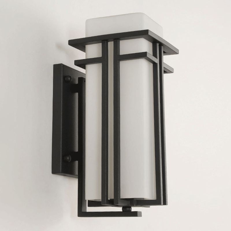 Modern Sconce Light Geometric Glass 1 Light Wall Lamp in Black