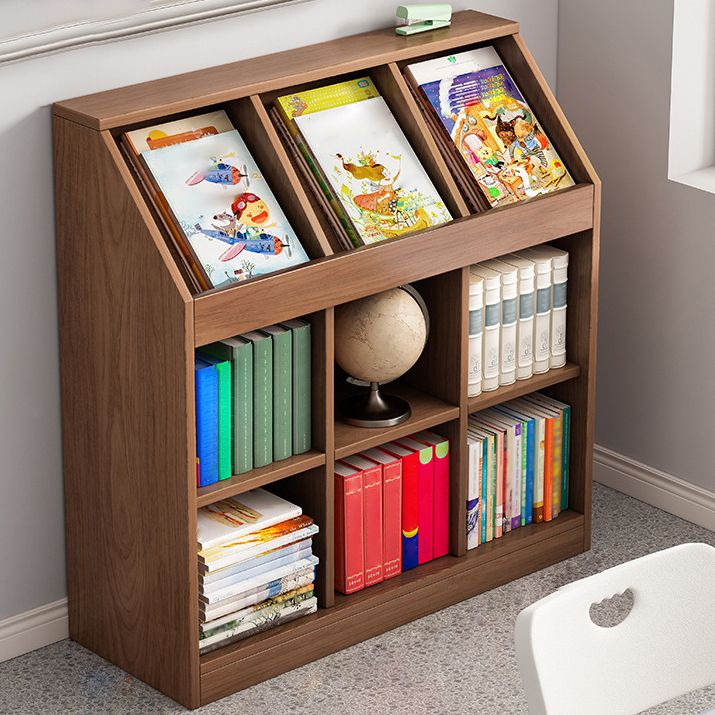 Wooden Bookshelf Modern Home Office Bookcase with Rectangle Shelves