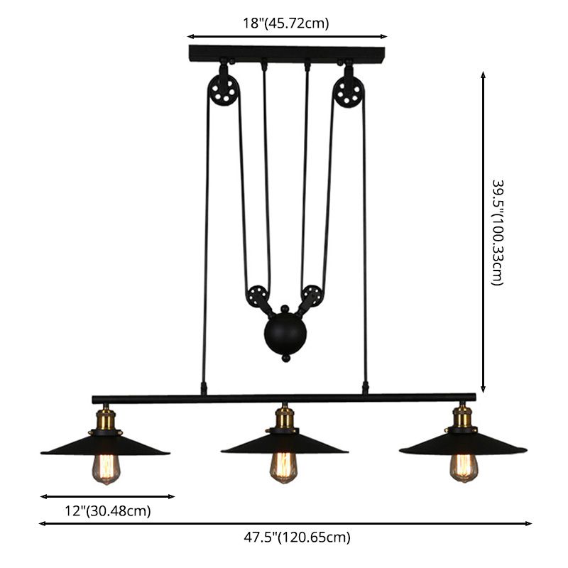 Cone Island Chandelier Lights Retro Industrial Style Metallic Chandelier Lighting Fixtures for Dining Table
