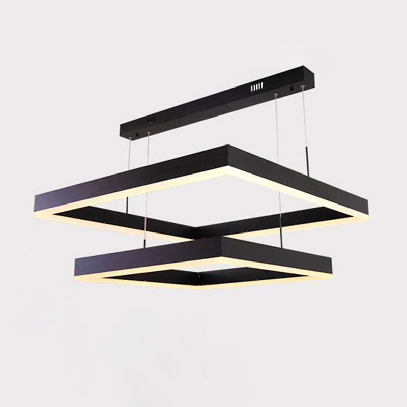 Accesorios de iluminación de lámparas cuadradas modernas araña de metal