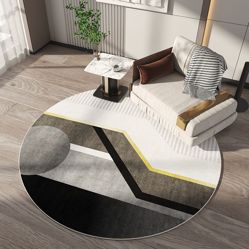 Navy Modern Rug Polyester Stripe Rug vlekbestendig vloerkleed voor thuisdecoratie