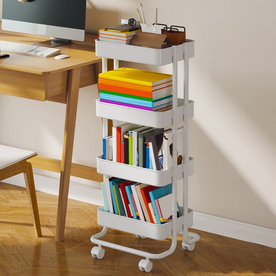Modern Plastic Bookshelf White Etagere Vertical Open Shelf Bookcase