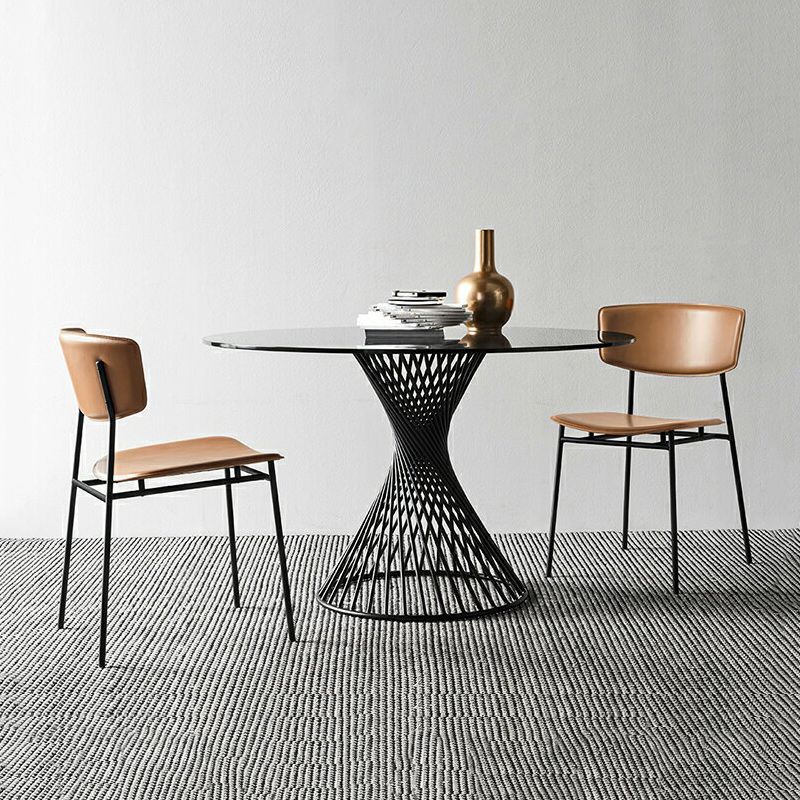 Upholstered Dining Chair Glam Style Open Back Side Chair for Indoor