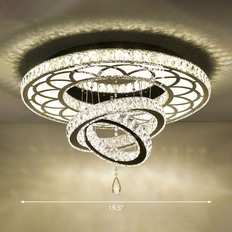 Halo Ring Dining Room Semi Mount Lighting Clear Crystal Minimalist Ceiling Mounted Light