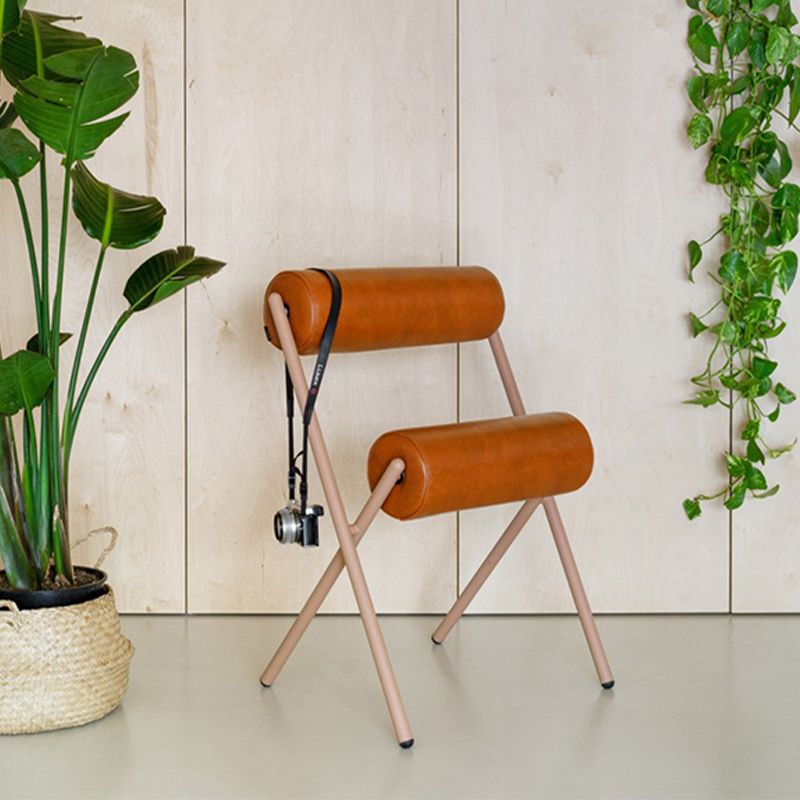 Nordic Stackable Backrest Cushion Chair with Metal Legs for Living Room