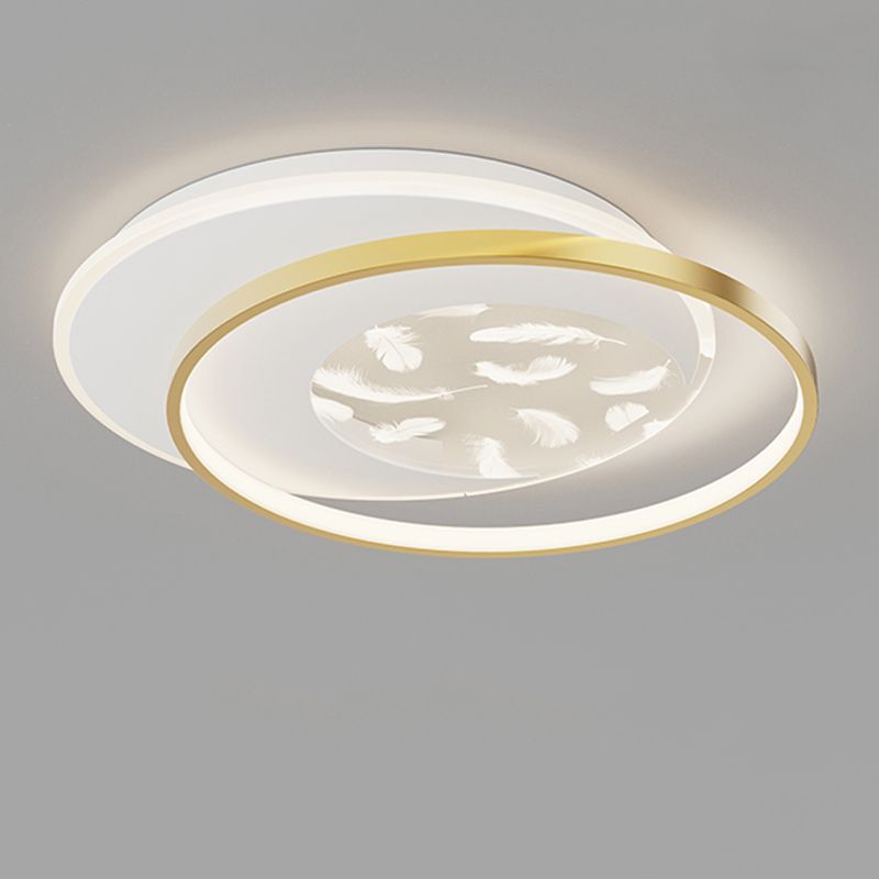 2 Light Circle Ceiling Lamp Modern Style Metal Ceiling Lighting for Dining Room