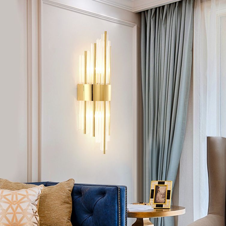 2-Bulb Postmodern Style Crystal Wall Mounted Lamp for Corridor Half Shade Wall Light Fixture