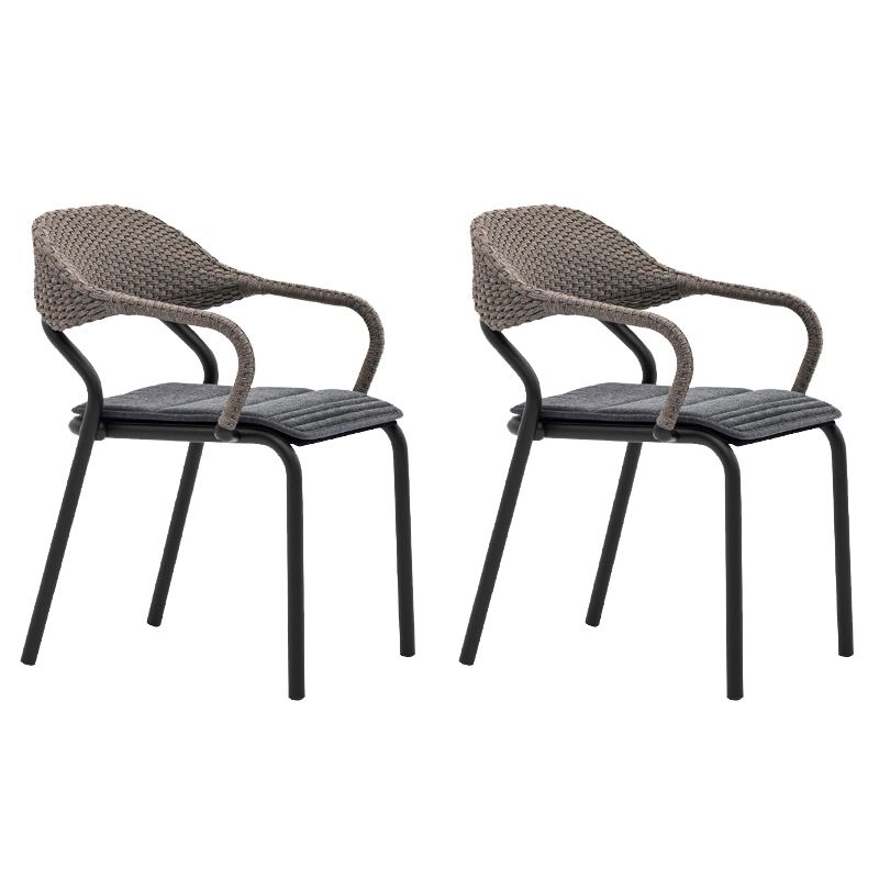 Contemporary Metal Outdoors Dining Chairs Open Back Outdoor Bistro Chairs