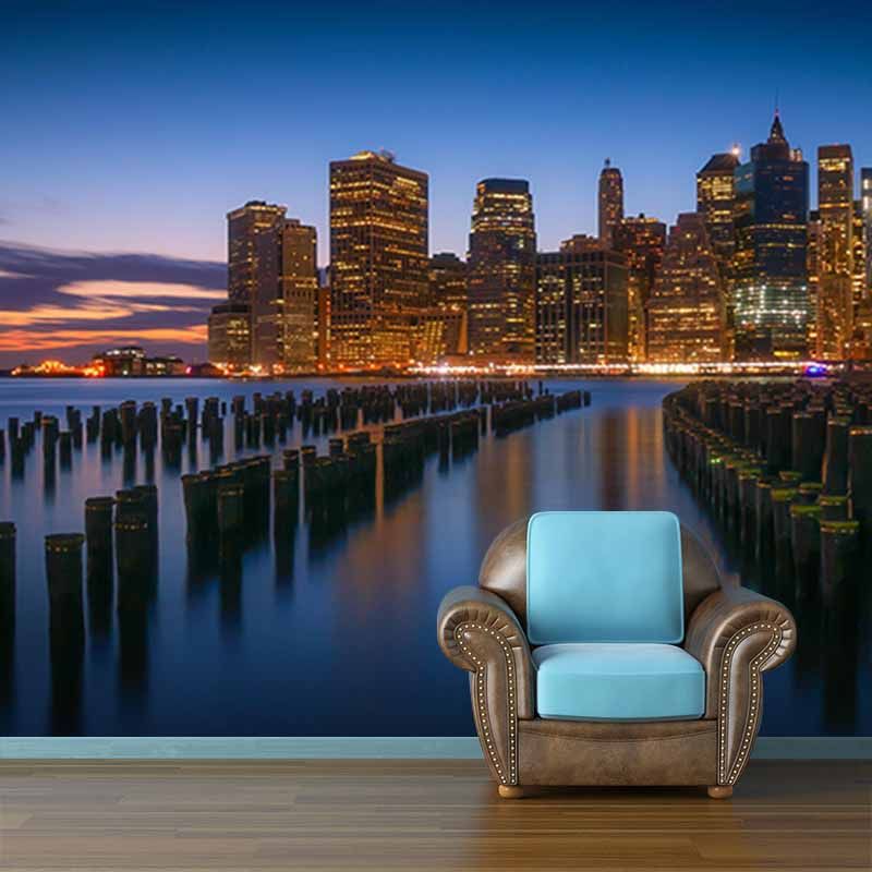 Stain Resistant Photography Wall Mural Wallpaper Urban Landscape Sitting Room Wall Mural