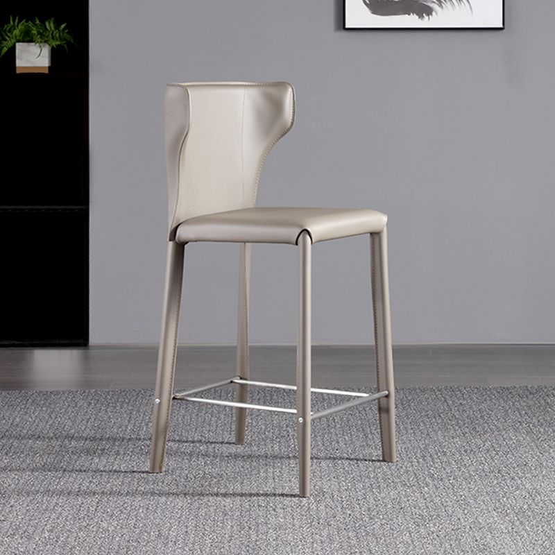 Faux Leather Bar and Counter Stool Nordic Style Patio Stool with Backrest