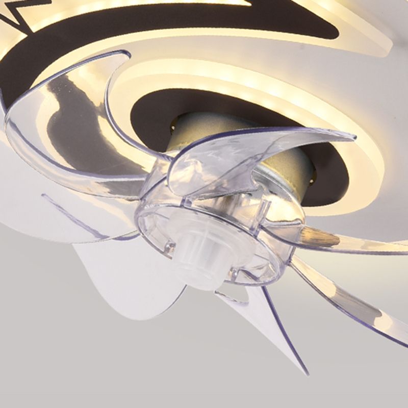 Black and White Disc Shaped Fan Light Minimalist LED Acrylic Semi Flush Mount Lighting