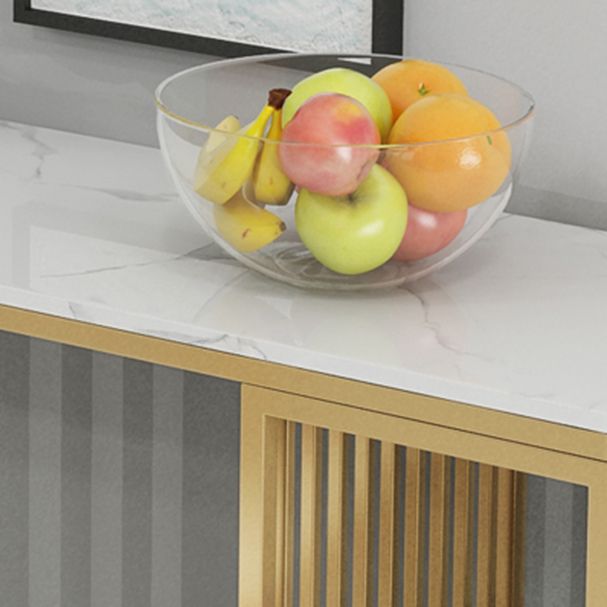 Glam Storage Bar Pub Table Set 1/2/3 Pieces Rectangle White Stone Top Bar Set