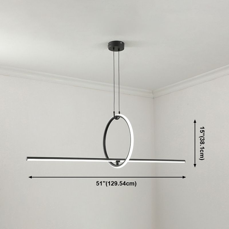 Lineare Inselbeleuchtungsideen moderne Metal 2 Light Island Lights in Schwarz