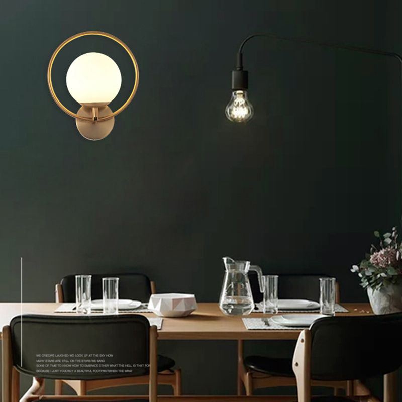 1-Light Oval Wall Sconce Modern Simple Style Glass Wall Lighting in Gold