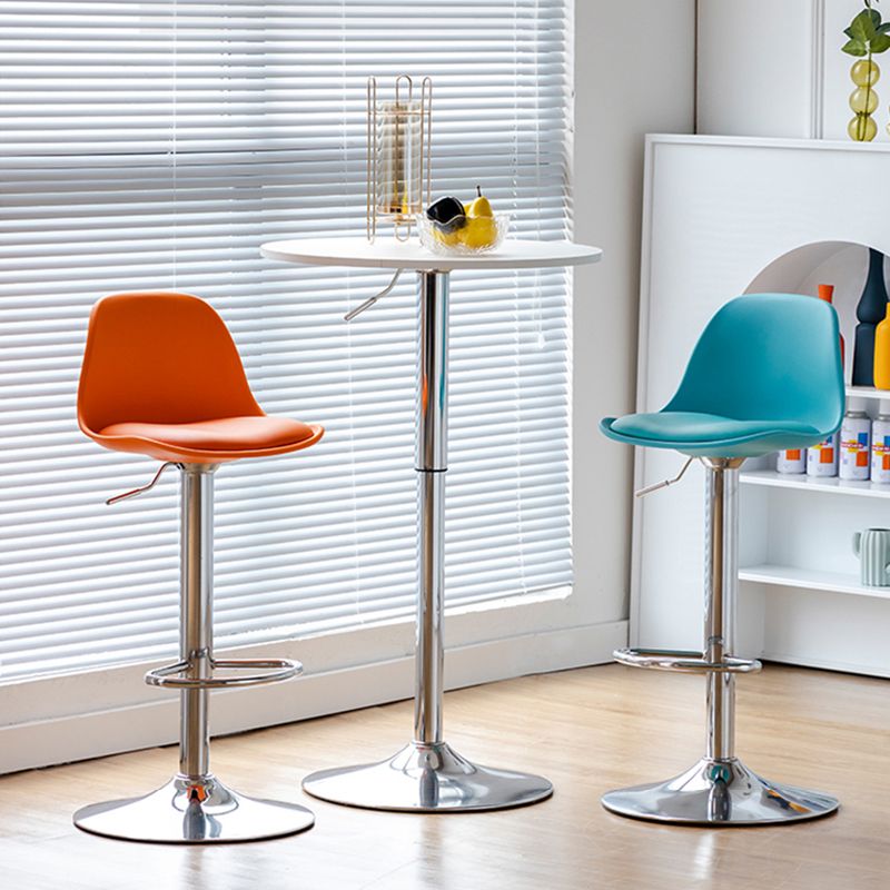 Scandinavian Adjustable Height Counter Stools Metal Leather Swivel Low Back Bar Stools