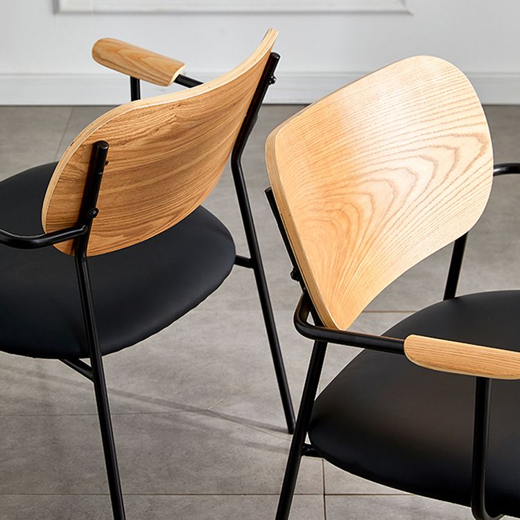Silla moderna para interiores y exteriores, silla auxiliar de comedor con respaldo abierto de metal y brazo