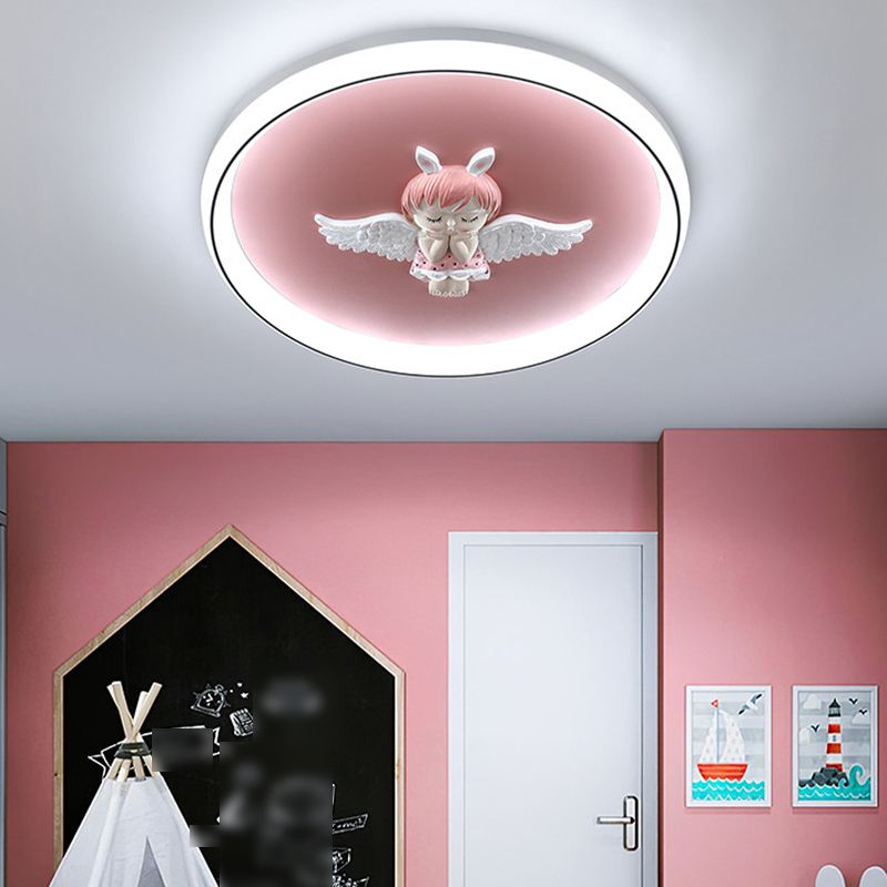 Round Flush Light Fixtures Modern Style Metal 1 Light Flush Ceiling Light