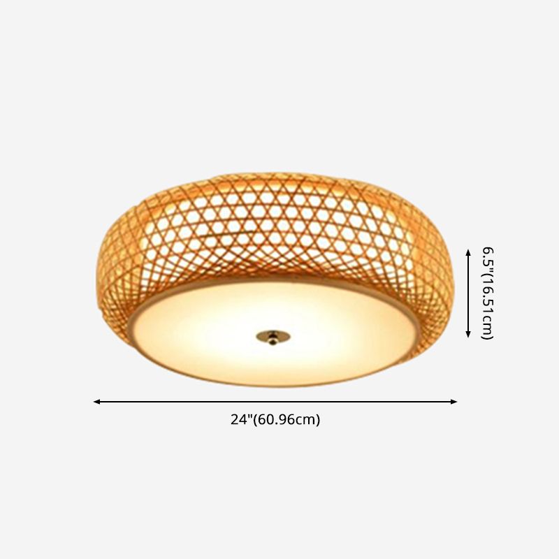 Japanese Bamboo Flush Mount Lighting 1-Light Ceiling Light Fixture for Tea-house