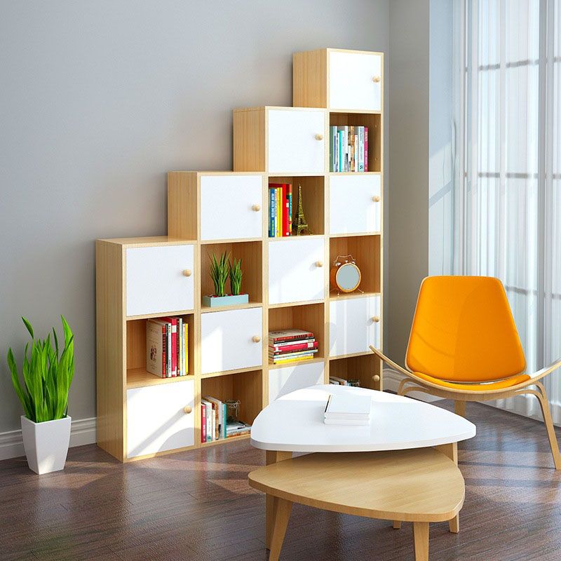Modern Closed Back Bookshelf Wooden Shelf Bookcase for Study Room