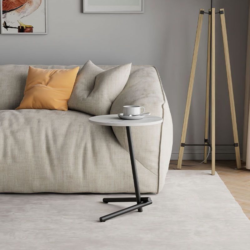 Round Slate Pedestal Side Table Modern Minimalist Side Table