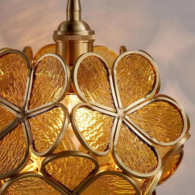 Modern Metal Wall Sconce Flower Shape Vanity Lamp with Glass Shade for Bathroom
