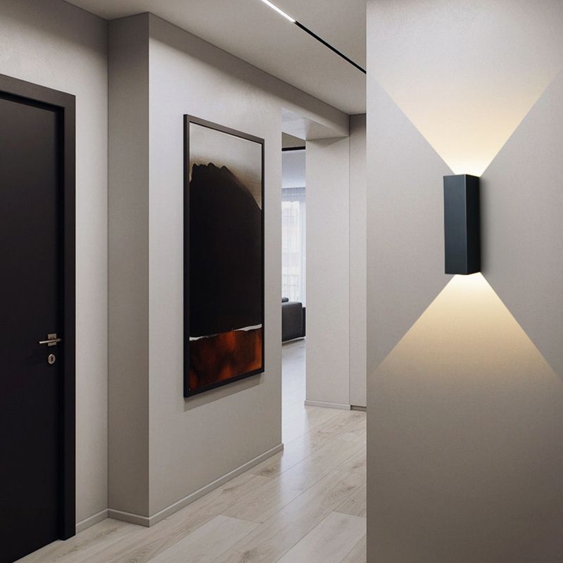 2-Light Rectangular Wall Sconce Light Modern Metal Wall Sconce Lighting
